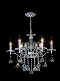 Zinta Polished Chrome Crystal Ceiling Lights Diyas Multi Arm Crystal Fittings